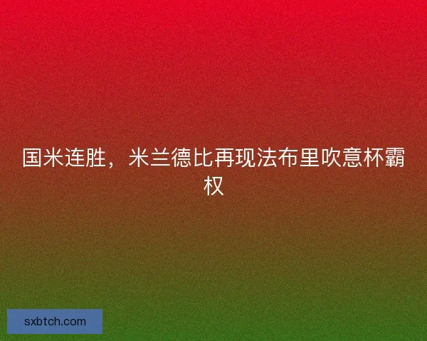 国米连胜，米兰德比再现法布里吹意杯霸权