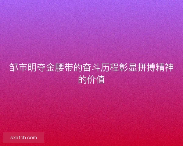邹市明夺金腰带的奋斗历程彰显拼搏精神的价值