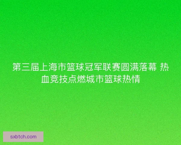 第三届上海市篮球冠军联赛圆满落幕 热血竞技点燃城市篮球热情